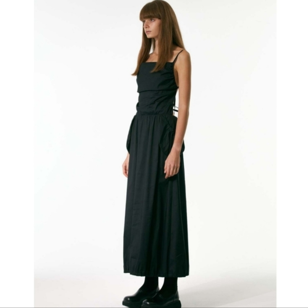 The Open Product Patch Pocket Shirring Dress Midi Strappy Backless Size 2